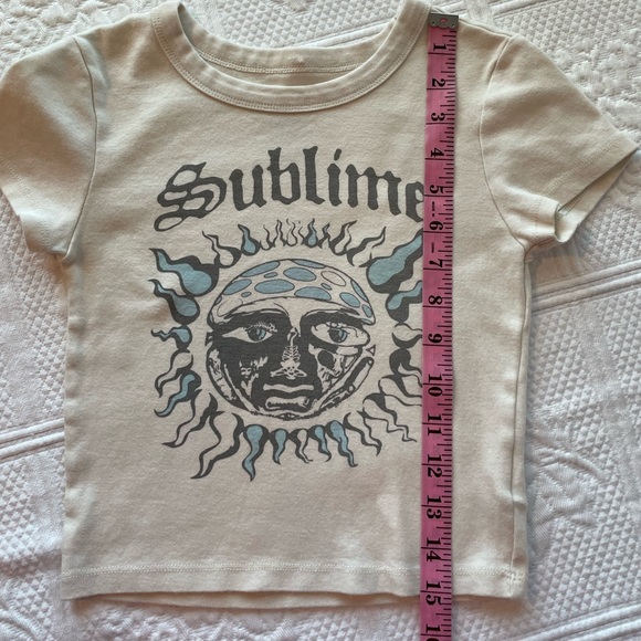 AE Sublime Baby Fitted Short Sleeve Tee Cream Blue Black Small Band Tee - Picture 8 of 8